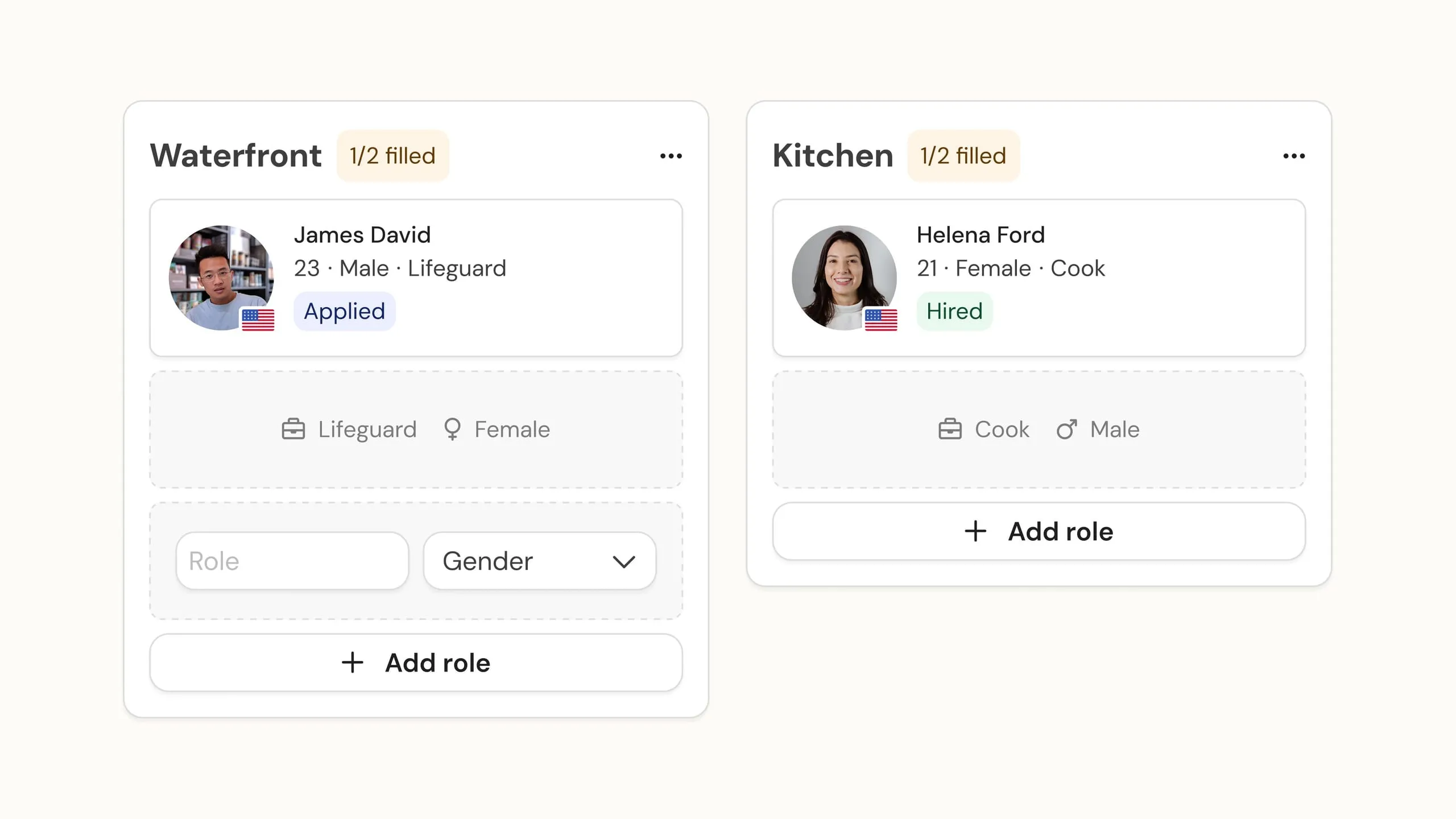 Gender support for staffing roles